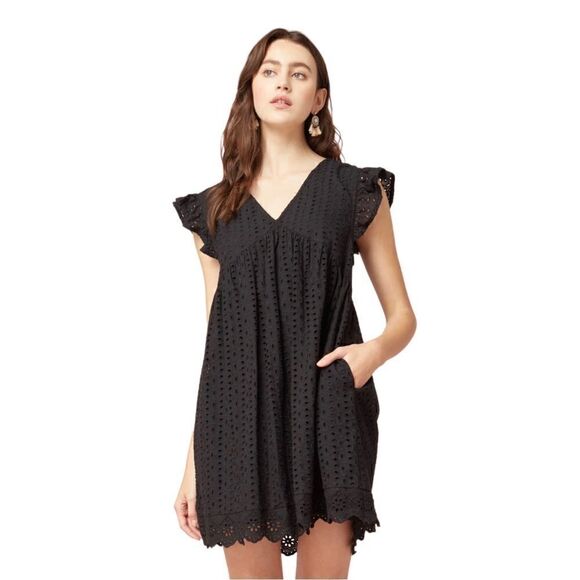 Black Eyelet Sundress With Hidden Skort Sz L - Picture 2 of 10